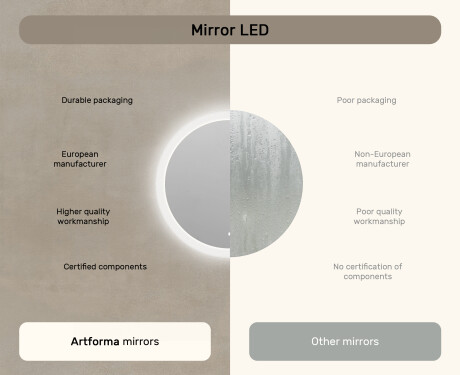 Round LED light bathroom mirror 80cm with Dual color, Touch Switch #6