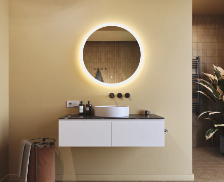 Round LED light bathroom mirror 80cm with Dual color, Touch Switch #8