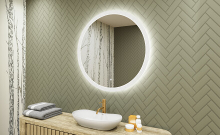 Round LED light bathroom mirror 80cm with Dual color, Touch Switch