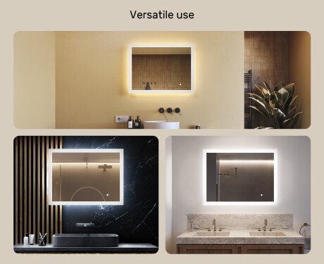 Rectangle bathroom mirror with LED lights 80x60cm with Dual color, Touch Switch #2
