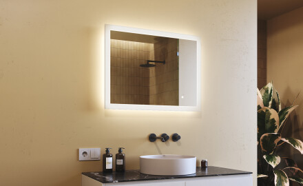 Rectangle bathroom mirror with LED lights 80x60cm with Dual color, Touch Switch