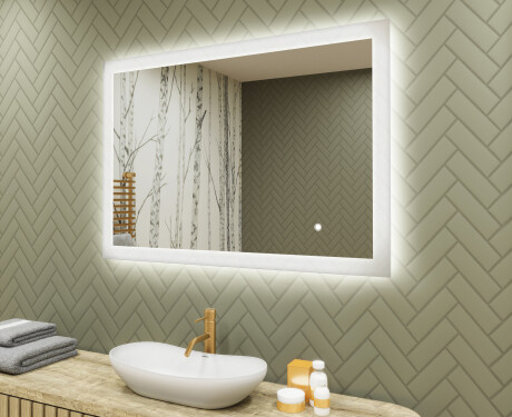 Lighted rectangular mirrors for the bathroom 100x70cm with Dual color, Touch Switch