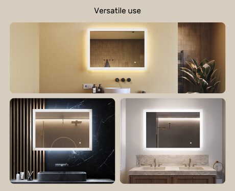 Lighted rectangular mirrors for the bathroom 100x70cm with Dual color, Touch Switch #2