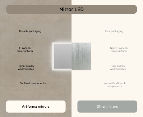 Lighted rectangular mirrors for the bathroom 100x70cm with Dual color, Touch Switch #6