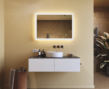 Lighted rectangular mirrors for the bathroom 100x70cm with Dual color, Touch Switch #8