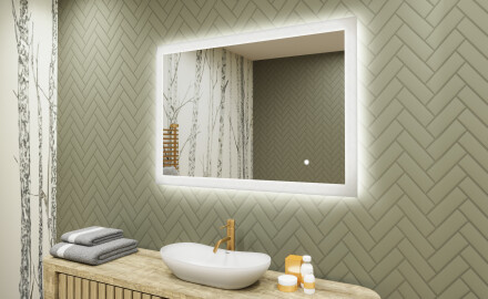 Lighted rectangular mirrors for the bathroom 100x70cm with Dual color, Touch Switch