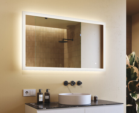 Rectangular backlit bathroom mirror 120x70cm with Dual color, Touch Switch
