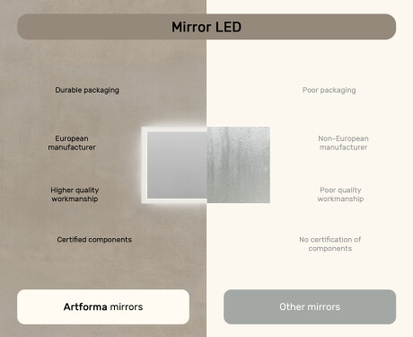 Rectangular backlit bathroom mirror 120x70cm with Dual color, Touch Switch #6