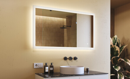 Rectangular backlit bathroom mirror 120x70cm with Dual color, Touch Switch