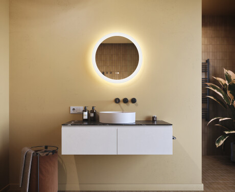 Round bathroom mirror with LED light 60cm with Dual color, Touch Switch, Demister #9