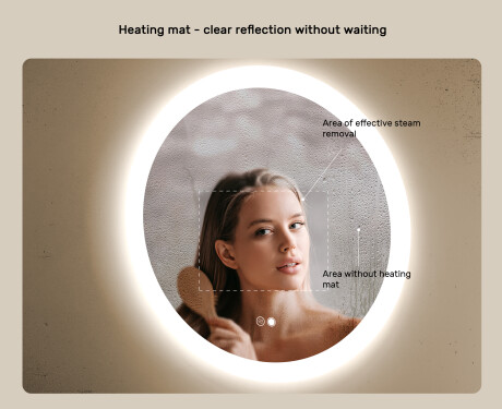 Round LED light bathroom mirror 80cm with Dual color, Touch Switch, Demister #5