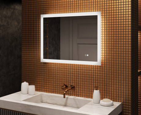 Rectangle bathroom mirror with LED lights 80x60cm with Dual color, Touch Switch, Demister
