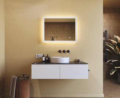 Rectangle bathroom mirror with LED lights 80x60cm with Dual color, Touch Switch, Demister #9
