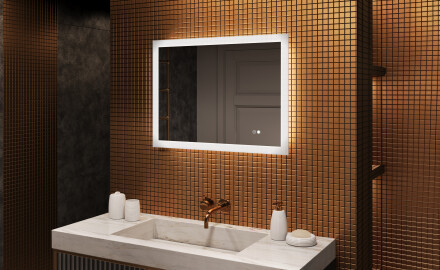 Rectangle bathroom mirror with LED lights 80x60cm with Dual color, Touch Switch, Demister