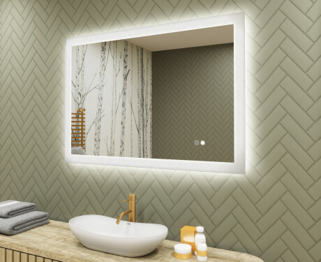 Lighted rectangular mirrors for the bathroom 100x70cm with Dual color, Touch Switch, Demister
