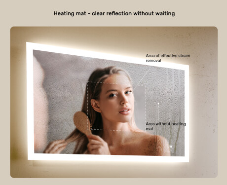 Lighted rectangular mirrors for the bathroom 100x70cm with Dual color, Touch Switch, Demister #5