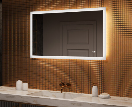 Rectangular backlit bathroom mirror 120x70cm with Dual color, Touch Switch, Demister