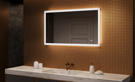 Rectangular backlit bathroom mirror 120x70cm with Dual color, Touch Switch, Demister