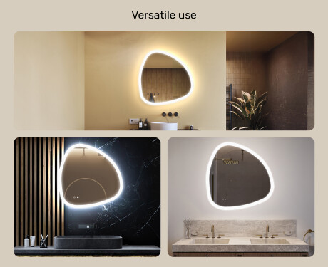 Irregular‑shaped mirror with lighting, 84×84 cm, dual color, touch switch, heating mat #2