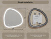 Irregular‑shaped mirror with lighting, 84×84 cm, dual color, touch switch, heating mat #8