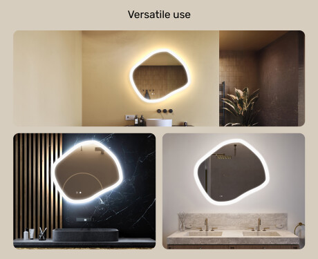 Bathroom mirror with lighting, 84×74 cm, dual color, touch switch, heating mat #2