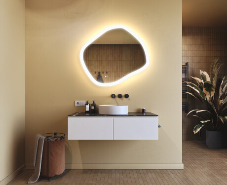 Bathroom mirror with lighting, 84×74 cm, dual color, touch switch, heating mat #9