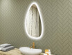 Irregular‑shaped mirror with lighting, 64×104 cm, dual color, touch switch, heating mat