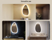 Irregular‑shaped mirror with lighting, 64×104 cm, dual color, touch switch, heating mat #2