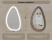 Irregular‑shaped mirror with lighting, 64×104 cm, dual color, touch switch, heating mat #8
