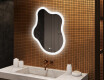 Irregular‑shaped mirror with lighting, 74×94 cm, dual color, touch switch, heating mat