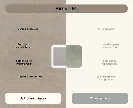 Rounded bathroom mirror with LED lighting, 80×60 cm, dual color, touch switch, heating mat #7
