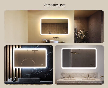 Rounded bathroom mirror with LED lighting, 120×70 cm, dual color, touch switch, heating mat #2