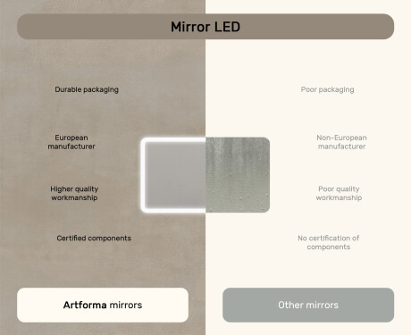 Rounded bathroom mirror with LED lighting, 120×70 cm, dual color, touch switch, heating mat #7