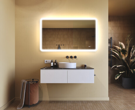 Rounded bathroom mirror with LED lighting, 120×70 cm, dual color, touch switch, heating mat #9