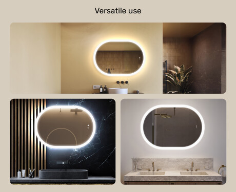 Illuminated bathroom mirror, 100×70 cm, dual color, touch switch, heating mat #2