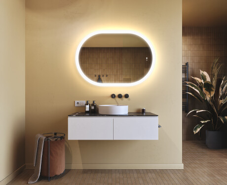 Illuminated bathroom mirror, 100×70 cm, dual color, touch switch, heating mat #9