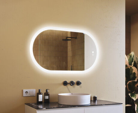 Illuminated bathroom mirror, 120×70 cm, dual color, touch switch, heating mat