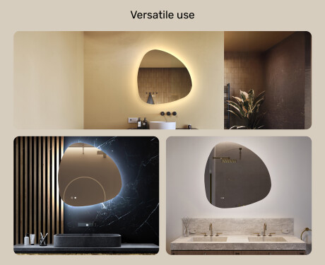 Irregular-shaped mirror with lighting, 84×84 cm, dual color, touch switch, heating mat #2