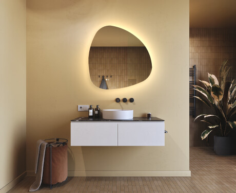 Irregular-shaped mirror with lighting, 84×84 cm, dual color, touch switch, heating mat #9