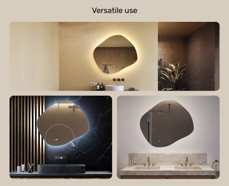 Bathroom mirror with lighting, 84×74 cm, dual color, touch switch, heating mat #2