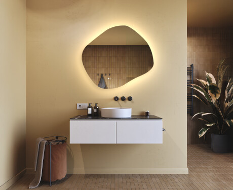 Bathroom mirror with lighting, 84×74 cm, dual color, touch switch, heating mat #9