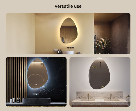 Irregular-shaped mirror with lighting, 64×94 cm, dual color, touch switch, heating mat #2