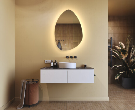 Irregular-shaped mirror with lighting, 64×94 cm, dual color, touch switch, heating mat #9