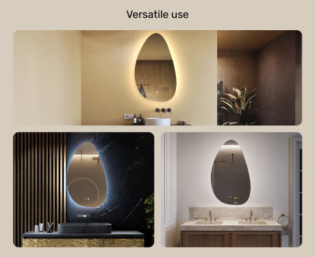 Irregular-shaped mirror with lighting, 64×104 cm, dual color, touch switch, heating mat #2