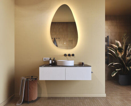 Irregular-shaped mirror with lighting, 64×104 cm, dual color, touch switch, heating mat #9