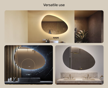 Irregular-shaped mirror with lighting, 114×84 cm, dual color, touch switch, heating mat #2