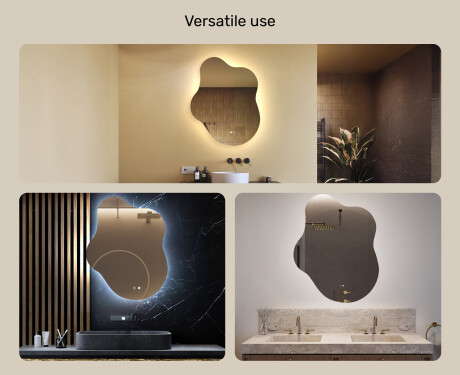 Irregular‑shaped mirror with lighting, 74×94 cm, dual color, touch switch, heating mat #2
