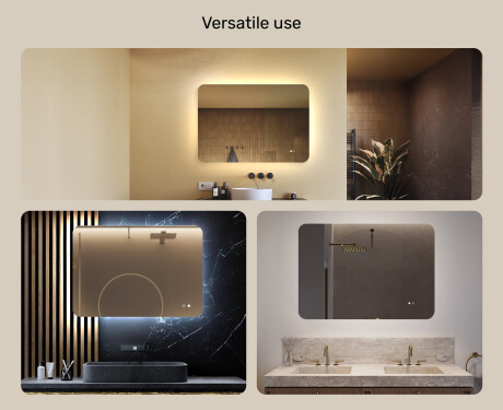 Rounded bathroom mirror with LED lighting, 100×70 cm, dual color, touch switch, heating mat #2