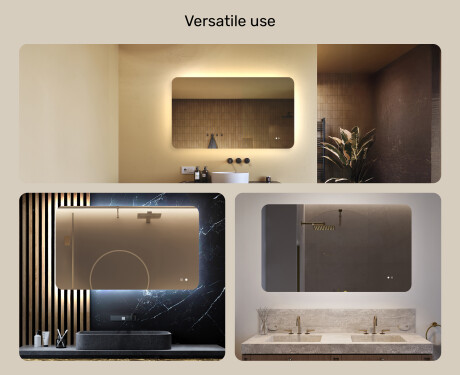 Rounded bathroom mirror with LED lighting, 120×70 cm, dual color, touch switch, heating mat #2
