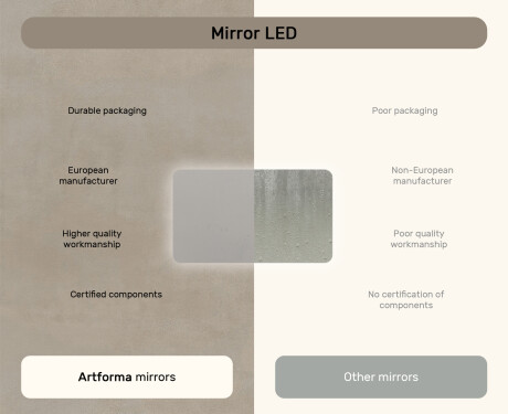Rounded bathroom mirror with LED lighting, 120×70 cm, dual color, touch switch, heating mat #7